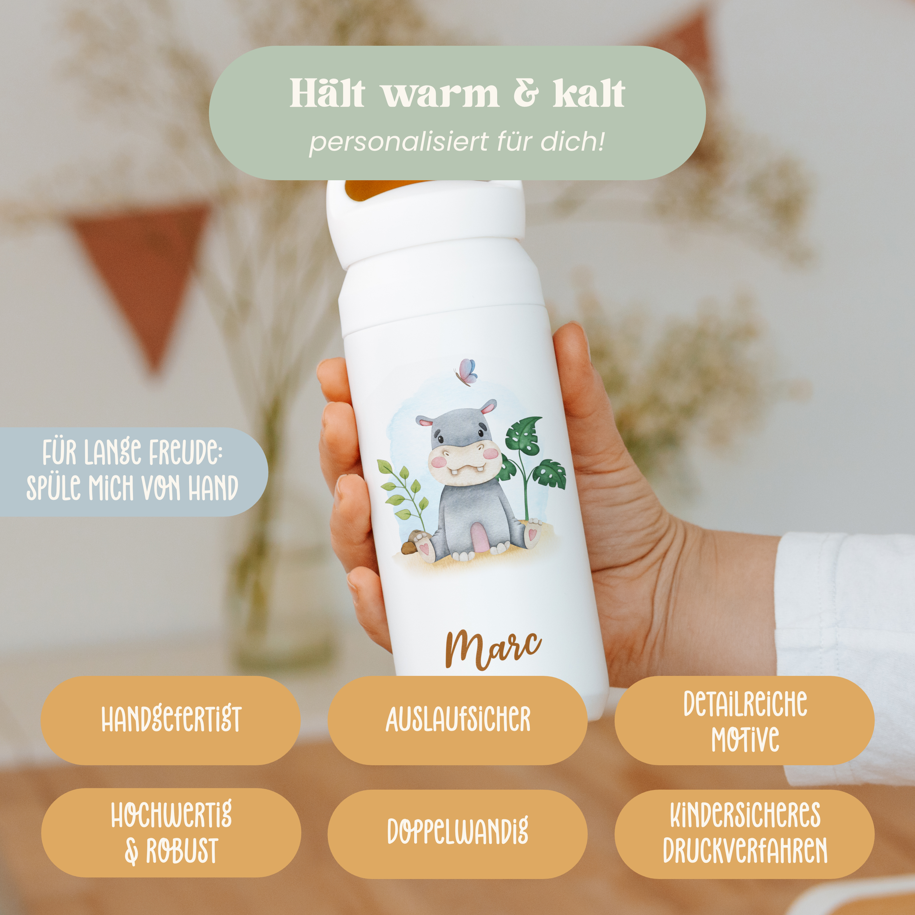 | Trinkflasche Tierwelt | Design 012.01. | Farbdruck